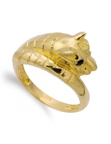 18K SORTIJA ORO AMARILLO CABEZA PUMA OJOS ZAFIRO. ANCHO: 11 5 MM