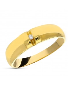 18K SORTIJA ORO AMARILLO DIAMANTE NATURAL 0 05 QTS. ANCHO: 5 MM