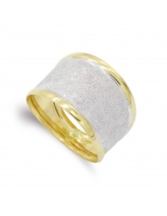 18K SORTIJA ORO BICOLOR DIAMANTADA BORDES BRILLO. ANCHO: 13 5 MM