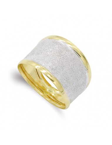 18K SORTIJA ORO BICOLOR DIAMANTADA BORDES BRILLO. ANCHO: 13 5 MM