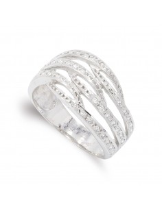 18K SORTIJA ORO BLANCO BANDAS CON CIRCONITA  ANCHO: 11 5 MM