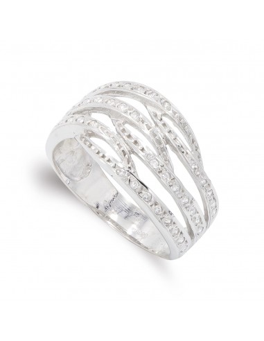 18K SORTIJA ORO BLANCO BANDAS CON CIRCONITA  ANCHO: 11 5 MM