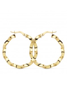 18K AROS ORO AMARILLO RELIADOS HILO 30 X 3 MM