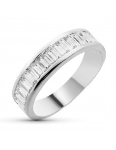 18K SORTIJA ORO BLANCO CARRIL CON CIRCONITA BAGUETTE. ANCHO: 5.5 MM