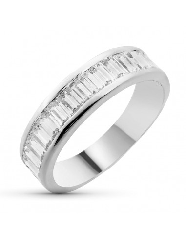 18K SORTIJA ORO BLANCO CARRIL CON CIRCONITA BAGUETTE. ANCHO: 5.5 MM