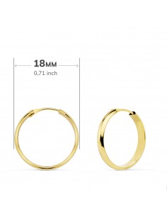 18K AROS ORO AMARILLO MEDIA CAÑA LIGEROS 18 X 3 MM. 2