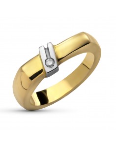 18K SORTIJA ORO AMARILLO DIAMANTE 0 04 QTS. MEDIDA: 16X7 MM