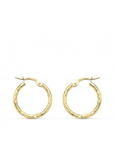 18K AROS ORO AMARILLO HUECOS DIBUJO 19 X 2 MM