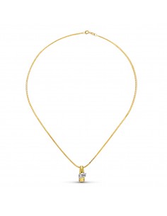 18K COLGANTE ORO AMARILLO DIAMANTE NATURAL 16X7 MM 0.04 QTS. CADENA 40