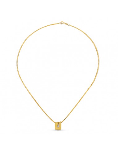 18K COLGANTE ORO AMARILLO DIAMANTE NATURAL  12X8 MM 0 05 QTS. CADENA 40