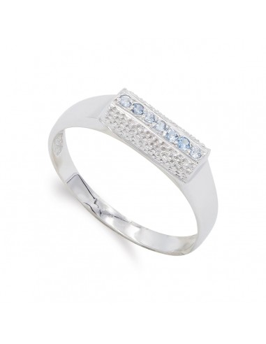 18K SORTIJA ORO BLANCO CON CIRCONITA DE AGUAMARINA. ANCHO: 4 5 MM