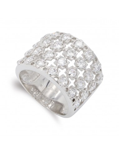 18K SORTIJA ORO BLANCO CON CIRCONITAS. ANCHO: 15 MM