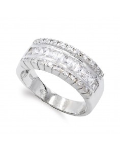 18K SORTIJA ORO BLANCO CIRCONITA BAGUETTE Y REDONDAS. ANCHO: 8 MM