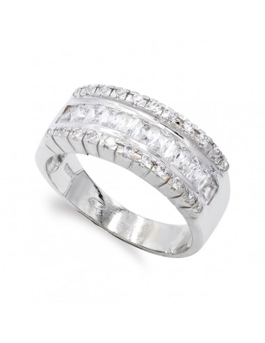 18K SORTIJA ORO BLANCO CIRCONITA BAGUETTE Y REDONDAS. ANCHO: 8 MM