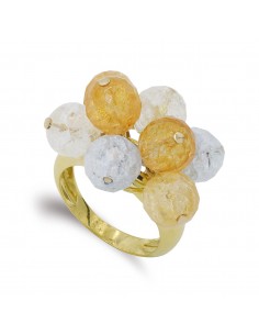 18K SORTIJA ORO AMARILLO PIEDRAS DE COLOR REDONDAS. ANCHO: 19 MM