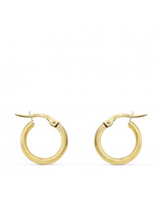 18K AROS ORO AMARILLO HUECOS ESPIGA 15 X 2 MM