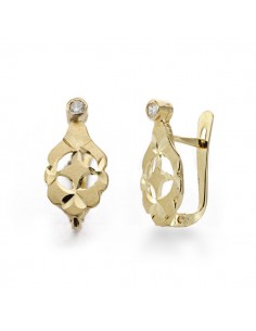 18K PENDIENTES CUBANAS NIÑA CIRCONITA, 13 X 7 MM