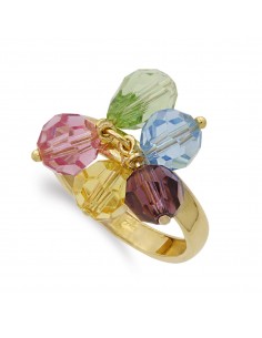 18K SORTIJA ORO AMARILLO CINCO PIEDRAS DE COLORES. ANCHO 3 MM