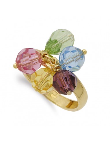 18K SORTIJA ORO AMARILLO CINCO PIEDRAS DE COLORES. ANCHO 3 MM