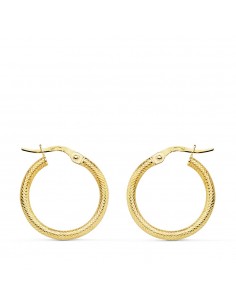 18K AROS ORO AMARILLO HUECOS ESPIGA 19 X 2 MM