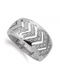 18K SORTIJA ORO BLANCO MOTIVOS CON CIRCONITAS. ANCHO: 11 MM