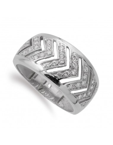 18K SORTIJA ORO BLANCO MOTIVOS CON CIRCONITAS. ANCHO: 11 MM