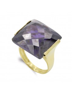 18K SORTIJA ORO AMARILLO PIEDRA RECTANGULAR AMATISTA. ANCHO: 18 MM