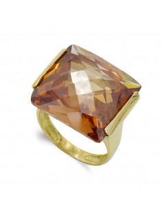 18K SORTIJA ORO AMARILLO PIEDRA RECTANGULAR TOPACIO. ANCHO: 18 MM