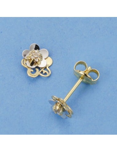 18K PENDIENTES FLOR. 6 X 5 MM.