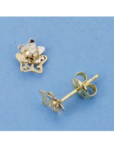 18K PENDIENTES ORO BICOLOR ESTRELLA. 6 X 5 MM.