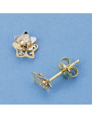 18K PENDIENTES ORO BICOLOR ESTRELLA. 6 X 5 MM.