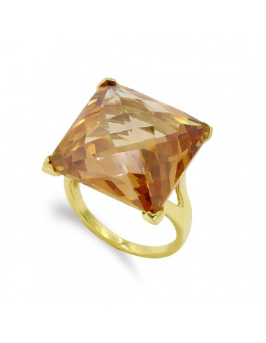18K SORTIJA ORO AMARILLO PIEDRA CUADRADA Y GARRA 18X18 MM