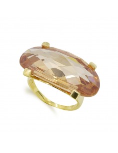 18K SORTIJA ORO AMARILLO PIEDRA OVAL CON GARRAS. ANCHO: 28X14 MM