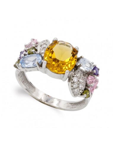 18K SORTIJA ORO BLANCO CON CIRCONITA DE COLORES. ANCHO: 11 MM