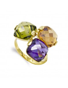 18K SORTIJA ORO AMARILLO CON PIEDRAS DE COLOR. ANCHO: 20 5 MM