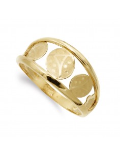 18K SORTIJA ORO AMARILLO CALADA CON MARIQUITAS. ANCHO 10 MM