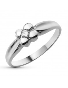 18K SORTIJA ORO BLANCO DIAMANTE NATURAL TALLA BRILLANTE 0 100 QTS. ANCHO: 6 5 MM