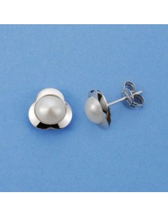 18K PENDIENTES PERLA TRÉBOL. 9 X 9 MM.