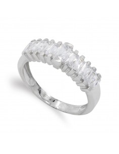 18K SORTIJA ORO BLANCO BARRAS EN ESCALERA CON CIRCONITAS. ANCHO: 6 5 MM