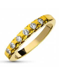 18K SORTIJA ORO AMARILLO DIAMANTES NATURALES TALLA BRILLANTE 0.35  QTS. ANCHO: 3 MM
