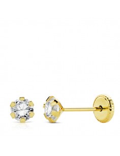 18K PENDIENTES GARRAS CIRCONITAS. 4 MM.