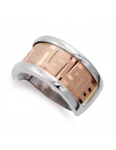 18K SORTIJA ORO BICOLOR CON GRECA. ANCHO: 10 5 MM
