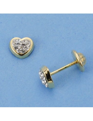 18K PENDIENTES ORO AMARILLO CORAZON. 5 X 5 MM.TUERCA