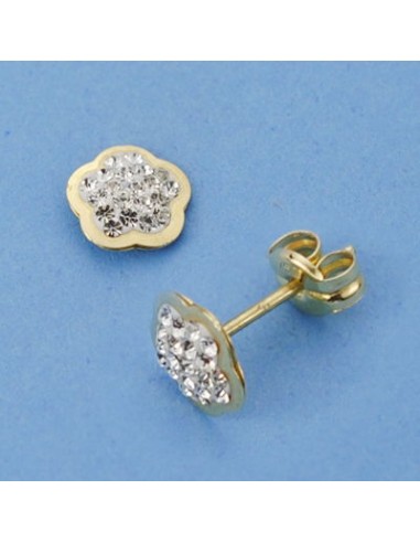 18K PENDIENTES ORO AMARILLO FLOR. 6 X 6 MM.PRESION