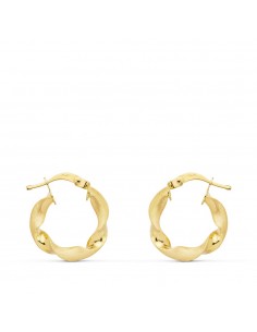 18K AROS ORO AMARILLO MATE Y BRILLO HUECOS 17 MM