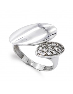 18K SORTIJA ORO BLANCO CON DETALLES OVALES AJUSTABLE ABIERTA. ANCHO: 14 5 MM