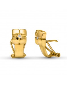 18K PENDIENTES ORO AMARILLO DIAMANTES NATURALES TALLA BRILLANTE 16X9 MM CIERRE OMEGA