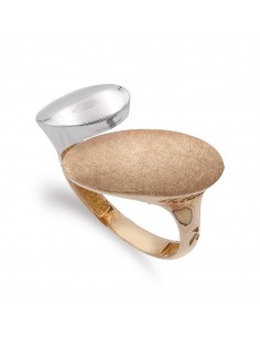 18K SORTIJA ORO BICOLOR MOTIVOS OVALES ANCHO 23X14 MM