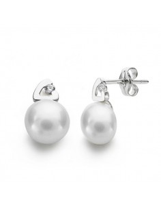 18K PENDIENTES PERLAS. 12 X 7 MM.