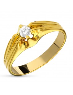18K SOLITARIO ORO AMARILLO DIAMANTE NATURAL 0.20 QTS. ANCHO: 7 MM